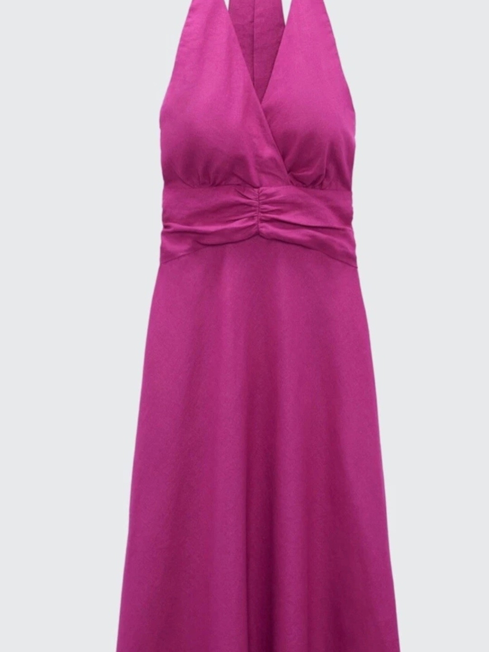 ZARA LINEN BLEND HALTER NECK MIDI DRESS (M)